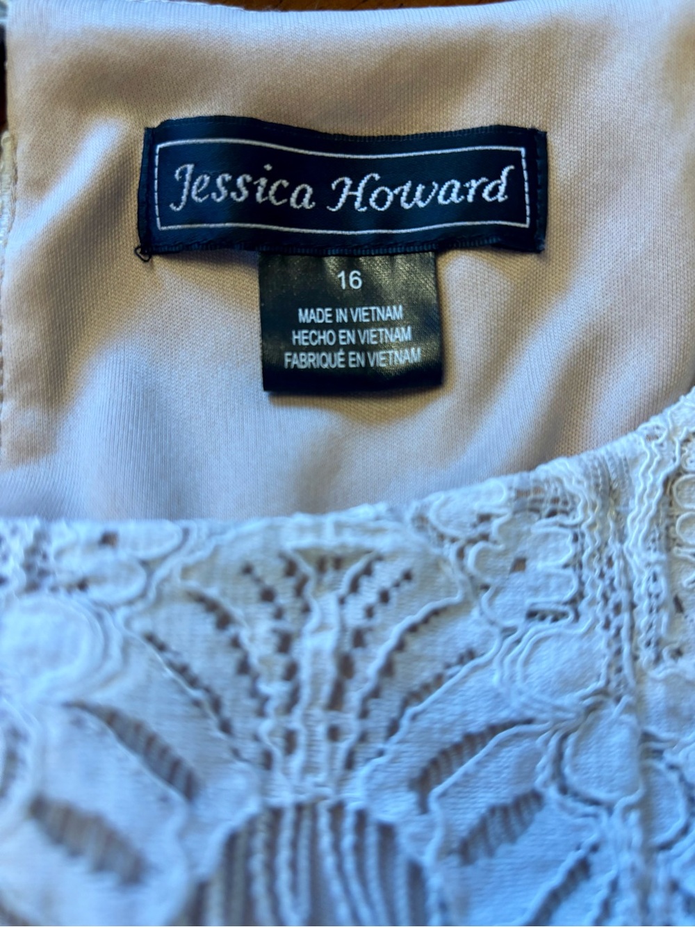 Jessica Howard Ivory Lace Lined Midi Sheath Dress size 16 - Picture 9 of 12